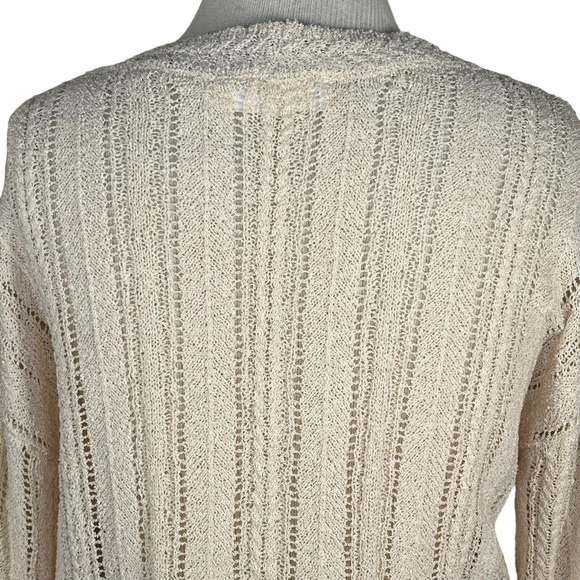 ASTR The Label Cream Colored Faux Wrap Stretchy Knit Semi-Sheer Sweater Med EUC - Picture 7 of 14